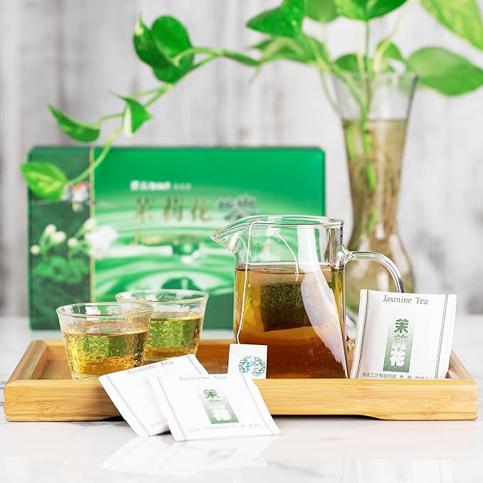 Wing Hop Fung Jasmine Green Tea Fresh Sealed Premium Natural Leaves Individually Wrapped 100 Tea Bags Perfect for Hot or Iced Tea - Bloomnest