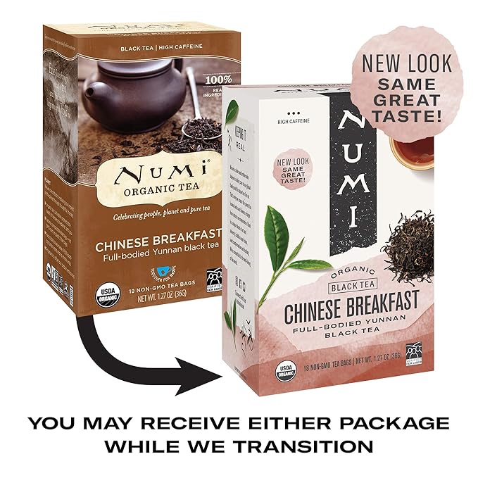 Numi Organic Tea Chinese Breakfast, 18 Count Box of Tea Bags (Pack of 3) Yunnan Black Tea - Bloomnest