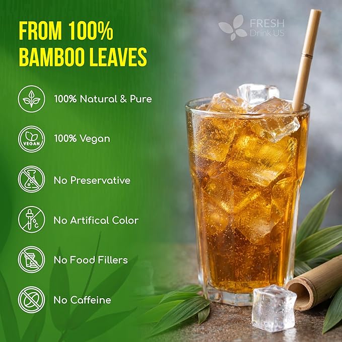 FreshDrinkUS, Premium Bamboo Leaf Tea Bags | 40 Count | Naturally Light & Refreshing Caffeine-Free Herbal Tea – From 100% Natural Bamboo Leaves. Sugar-Free. Vegan - Bloomnest