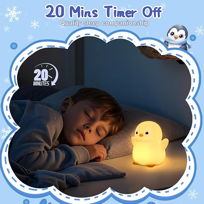 YuanDian Penguin Night Light, Cute Animal Themed Gifts for Adults and Teens. Decorate Bedrooms with Silicone Penguin Toy Nightlights, Christmas Birthday Gift for All - Bloomnest