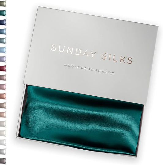 SUNDAYSILKS™ Premium Silk Pillow Cases | 100% Mulberry Silk Pillowcase with Zipper, All Sides Real 22 Momme Grade 6A Silk, Standard Queen, King Size [Teal Sapphire] - Bloomnest