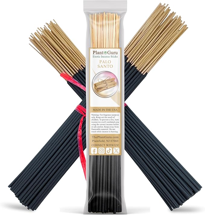 Palo Santo Incense Sticks 11" - 1 Bundle 85 to 100 Sticks - Smooth and Clean Long Burn Time, 45 to 60 Minutes. PlantGuru