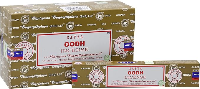 EARTH Satya Oodh Incense Sticks 15 GMS (Pack of 12) (Green Certified) Indian Perfumed Hand Rolled Agarbatti Perfect for Worship,Relaxation, Medication. Earth