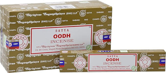 EARTH Satya Oodh Incense Sticks 15 GMS (Pack of 12) (Green Certified) Indian Perfumed Hand Rolled Agarbatti Perfect for Worship,Relaxation, Medication. Earth