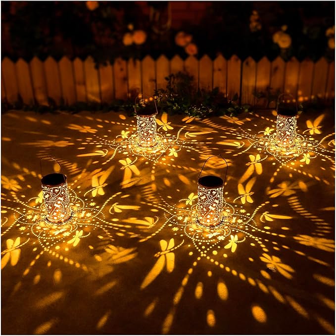 Dragonfly Solar Lanterns Outdoor Waterproof Hanging Solar Lights Dragonfly Gifts for Women Men Metal Decorative LED Dragonfly Lanterns for Garden Decor,Yard,Patio,Lawn,Tabletop,Pathway,Landscape - Bloomnest