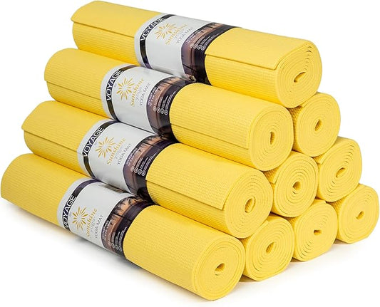 Sunshine Yoga Voyage Yoga Mat, 10 Pack, 72" x 24" Professional Studio and Gym Bulk Yoga Mats, 5mm Thick, Durable, Anti-Tear, Non Slip Fitness and Exercise Mats