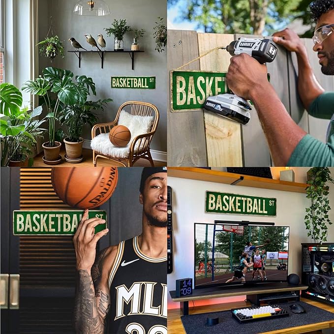 Basketball Gifts for Boys 8-12 Accessories Basketball Room Decor Vintage Street Signs Bedroom Wall Art Gear for Teen Boys 12-14 - Bloomnest