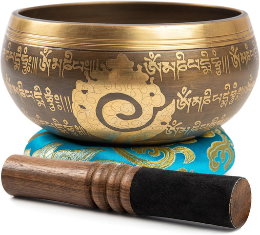 Tibetan Singing Bowl Set - 5" Plain Sound Bowl with Gift Box - Easy To Play for Beginners - Authentic Handcrafted Mindfulness Meditation Chakra Healing Holistic Sound 7 by Himalayan Bazaar
