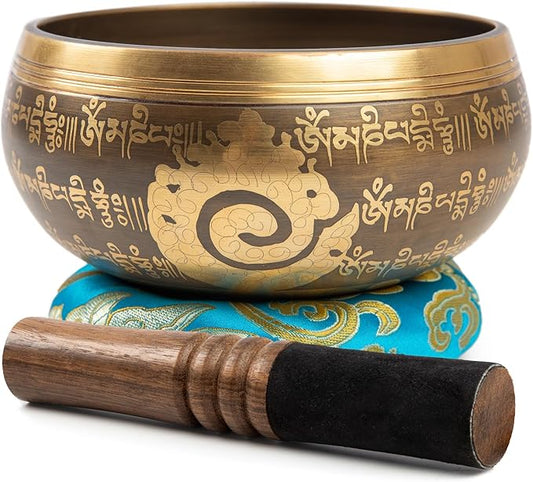 Tibetan Singing Bowl Set - 5" Plain Sound Bowl with Gift Box - Easy To Play for Beginners - Authentic Handcrafted Mindfulness Meditation Chakra Healing Holistic Sound 7 by Himalayan Bazaar - Bloomnest