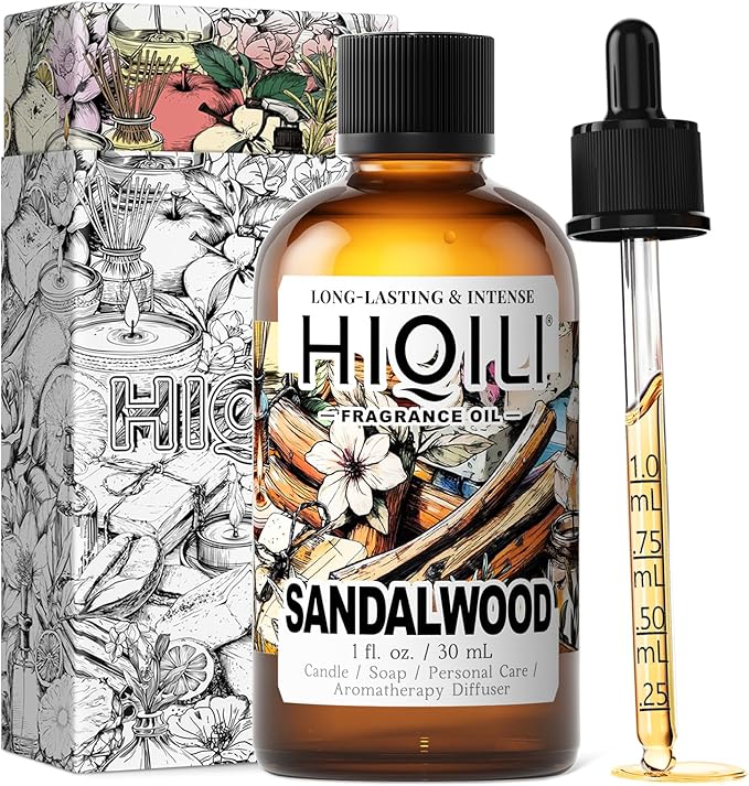 HIQILI Sandalwood Fragrance Oil for Home Diffuser, Luxury Hotel Scent, Perfect for DIY Candle & Soap Making, Add to Body Lotion - 1 Fl Oz - Bloomnest