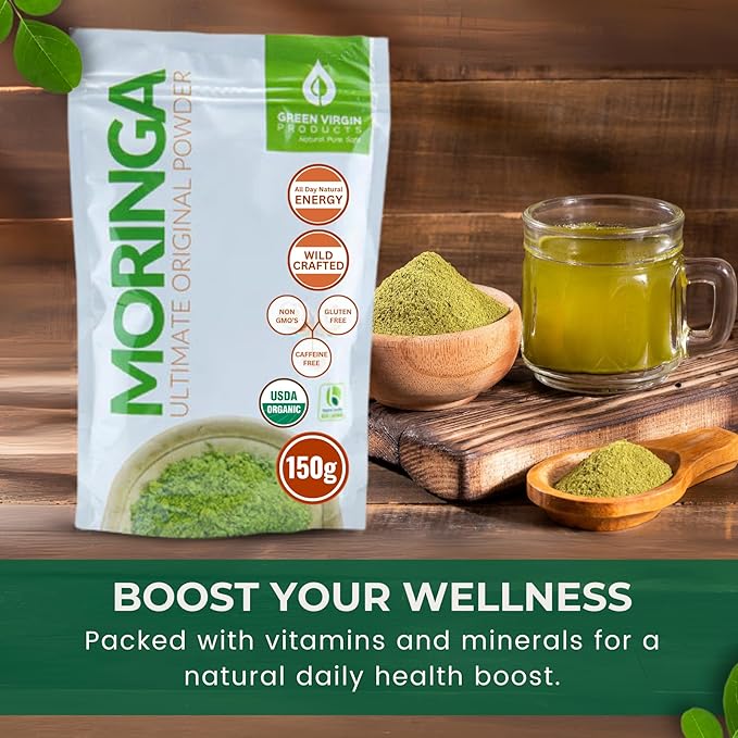 Organic, Moringa Oleifera, Original Leaf Powder, 150 Grams - Bloomnest