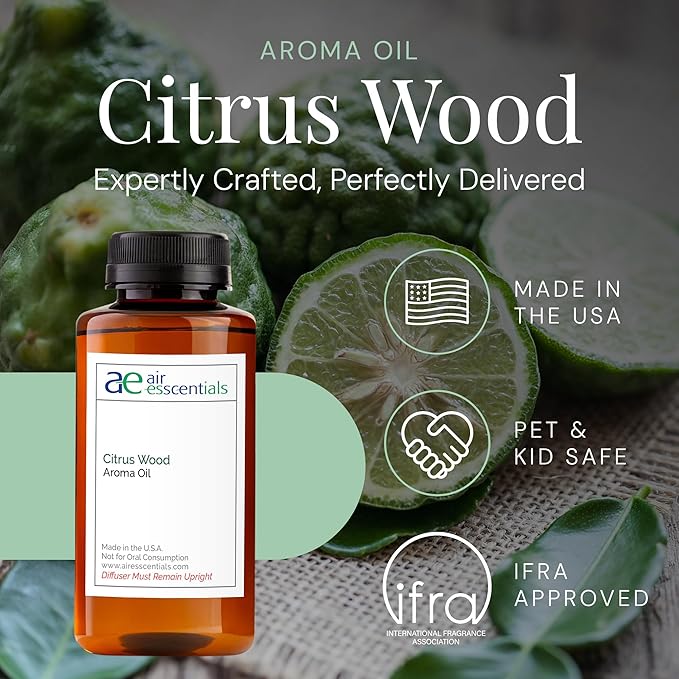 Citrus Wood Aroma Oil, Essential Oils Blend for Diffusers & Scent Machines, Fresh Bergamot & Green Apple, Aromatherapy, Cold Air Diffuser Compatible, 300 mL - Bloomnest