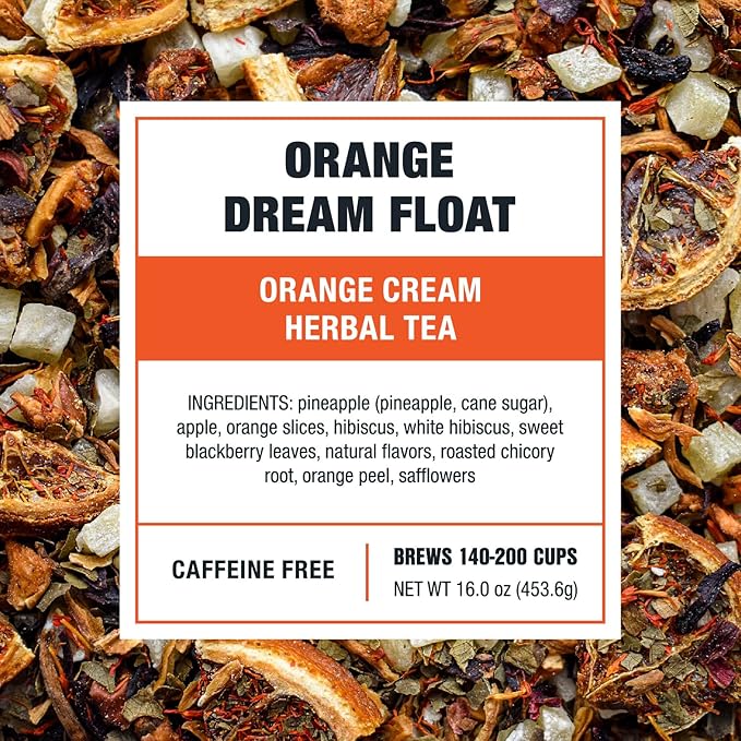 Tiesta Tea - Orange Dream Float Tea, Loose Leaf, Orange Cream Herbal Tea, Premium Caffeine-Free Tea Blend, Make Hot or Iced & Up to 200 Cups, 16 oz Resealable Bulk Pouch - Bloomnest