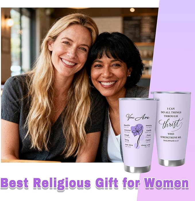 OHORTEB Christian Gifts of Faith and Encouragement for Women - 20oz Inspirational Tumbler with Bible Verse, Stainless Steel Religious Gift for Mom, Sister, Friend on Mother's Day, Birthday - Bloomnest