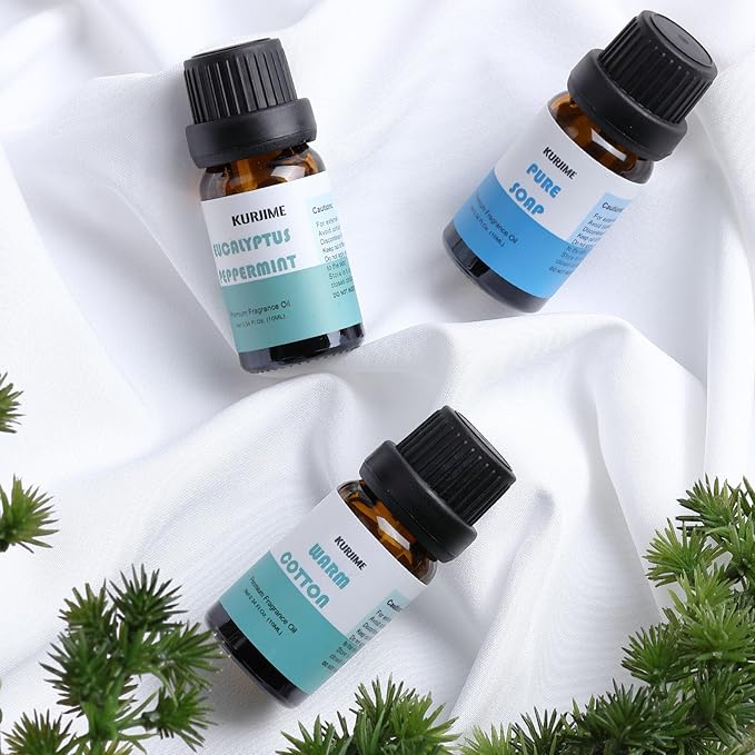Essential Oils Set, Clean Scents Fragrance Oil Essential Oils for Diffuser Aromatherapy - Fresh Linen, Extra Clean, Warm Cotton, Soft Powder, Pure Soap, Eucalyptus Peppermint, 6x10ml - Bloomnest