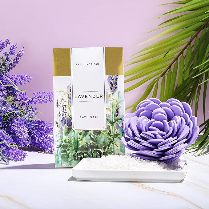 Spa Gift Basket, Spa Luxetique Lavender Spa Kit for Women - 12 Pcs Lavender Scented Spa Gift Set, Home Spa Set with Essential Oil, Bubble Bath, Bath Salts, Body Scrub, Valentine Day Gifts for Women