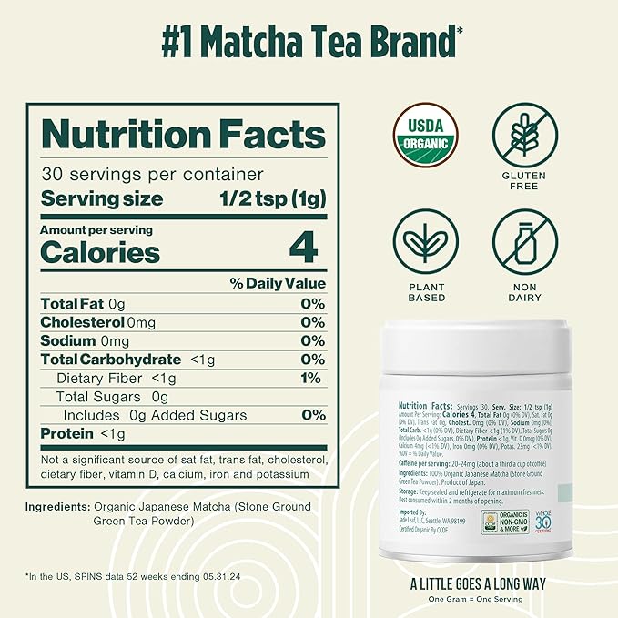Jade Leaf Matcha Organic Premium Ceremonial Grade Matcha Green Tea Powder - Japanese - Culinary, Ingredient, Ceremonial Barista Teahouse, Latte, Collagen, 1.06 Ounce (Pack of 1), Ceremonial Barista - Bloomnest