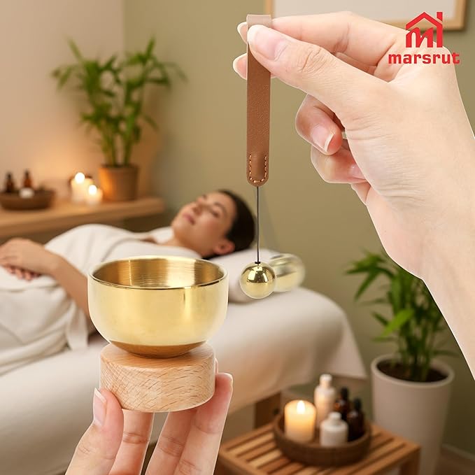 Mini Singing Bowl Set – 2.36" Tibetan Handcrafted Brass Sound Bowl for Meditation, Yoga, Relaxation, Mindfulness, Self-Regulation, Chakra Healing, Stress Relief Therapy, Spiritual Gift for Women Men - Bloomnest