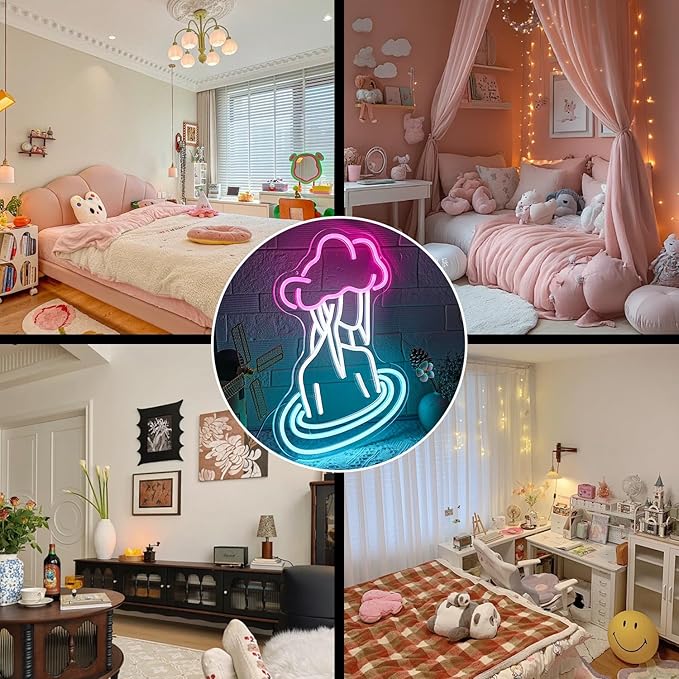 Lady Neon Signs for Wall Decor, Pink White Cloudy neon light LED Light Sign, USB Light Up Sign Neon with Dimmable Switch for Bedroom Birthday Party Decoration - Bloomnest