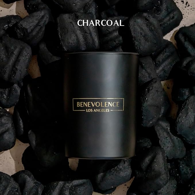Benevolence LA Charcoal Scented Candle | Soy Christmas Candles, Black Candle for Home | Holiday Candles Gifts for Women and Men | Home Fragrance | Aromatherapy | Bathroom Freshener | 10oz - Bloomnest
