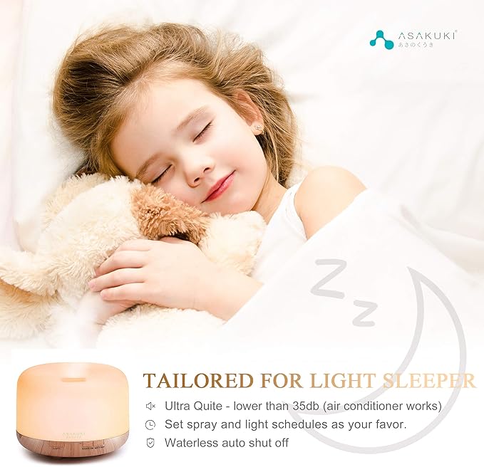 ASAKUKI Smart Wi-Fi Essential Oil Diffuser, App and Voice Control Compatible with Alexa, 500ml Aromatherapy Humidifier for Relaxing Atmosphere in Home Office Bedroom (Light Brown) - Bloomnest