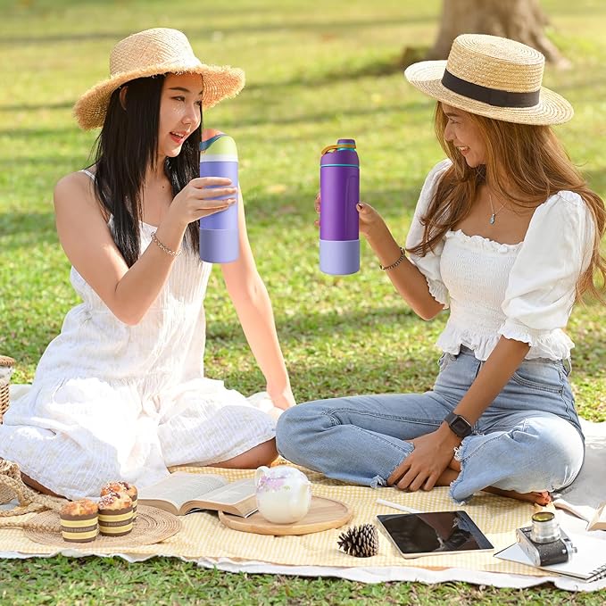2PCS Silicone Water Bottle Boot for Owala 24oz 32oz 40oz, Anti-Slip Protective Sleeve Bottom Bumper Protector for FreeSip, Twist, and Flip Stainless Steel Water Bottles Alwenid