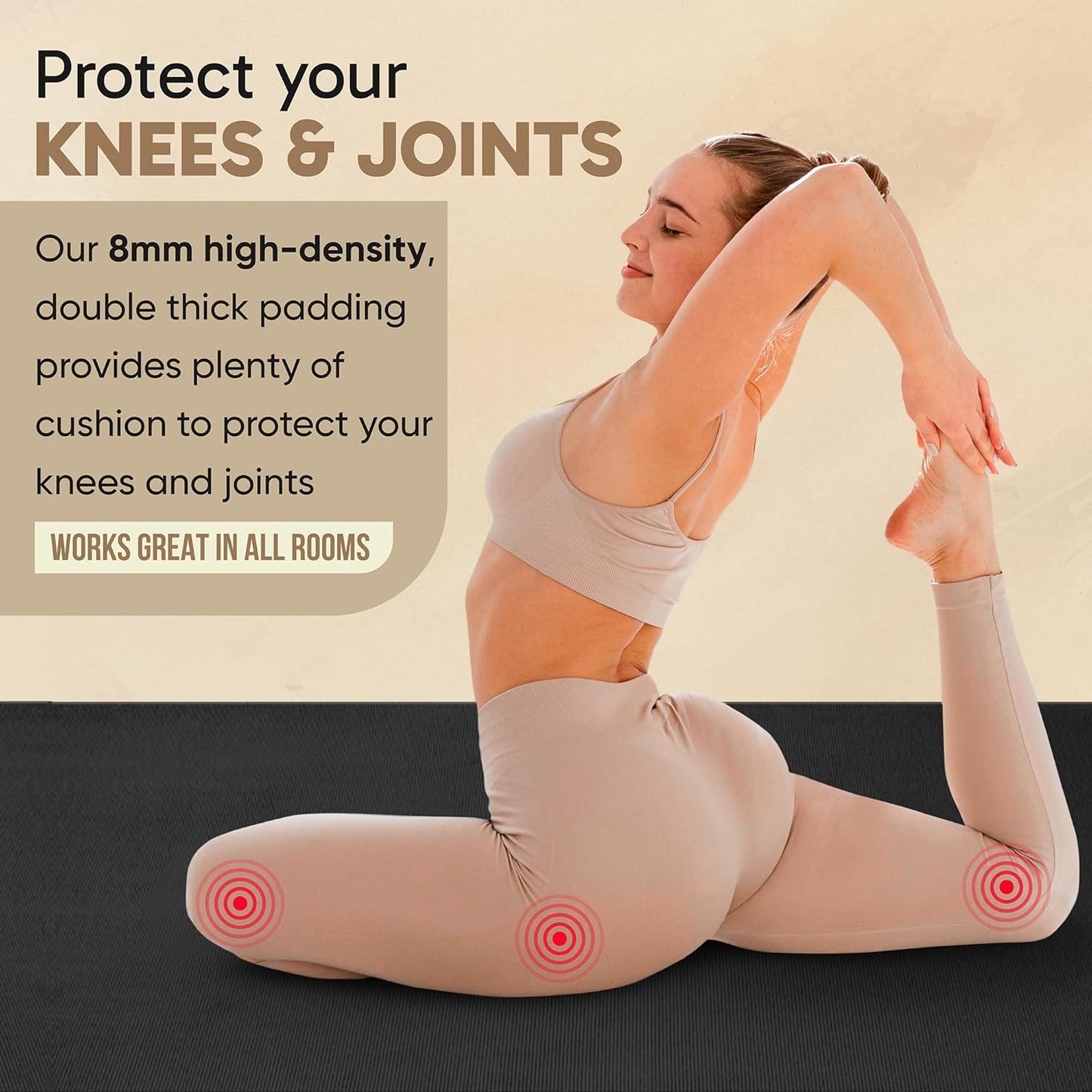 Gorilla Mats Premium Large Yoga Mat – 6' x 4' x 8mm Extra Thick & Ultra Comfortable, Non-Slip Barefoot Exercise Mat – Works Great on Any Floor for Stretching, Cardio or Home Workouts