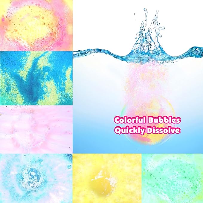 Bath Bombs for Kids with Surprise Inside 6 Large Organic Bubble Kids Bath Bomb with Bracelets and Rings Toys Safe and Natural bathbombs Easter Gifts for 4 5 6 7 8 9 Years Old Girls Birthday Christmas - Bloomnest