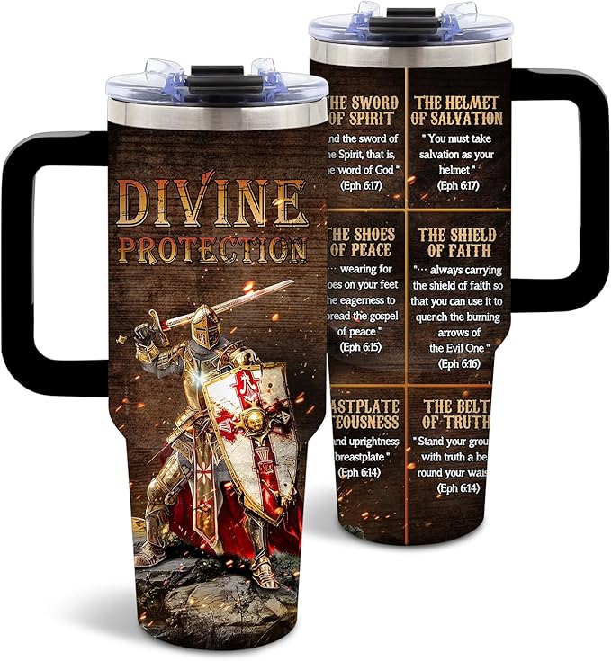 DUUV Christian Tumbler 40 Oz, Inspirational Christian Design, Stainless Steel Insulated Mug with Bible, Christmas Thanksgiving Gift for Religious Individuals, Spiritual Seekers, and Fantasy Fans - Bloomnest