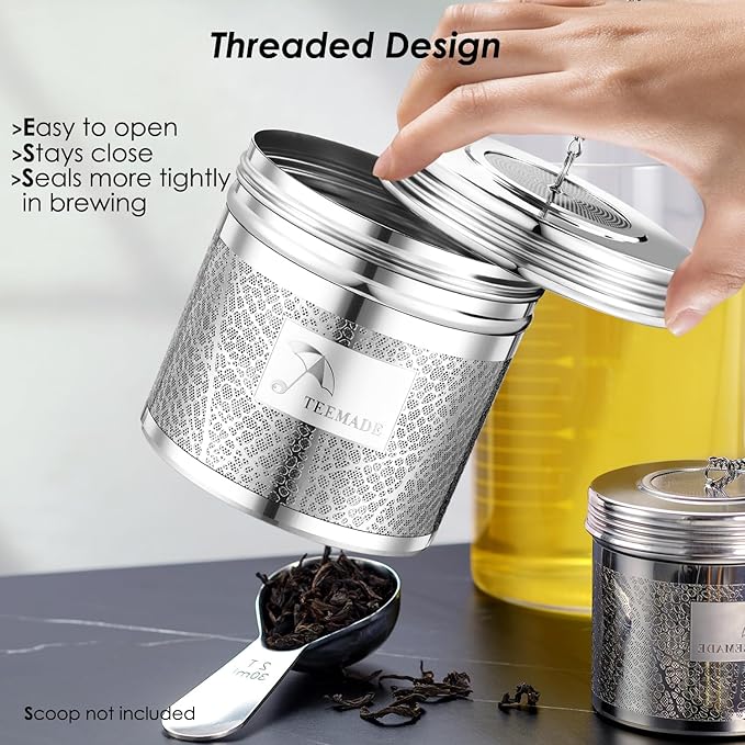 Extra Large Tea Infuser for Loose Tea & Spice Infuser for Cooking,304 Stainless Steel Tea Filters,Extra Fine Mesh Tea Strainers for Black Tea,Iced Tea,Herbs & Soup Etc - Bloomnest