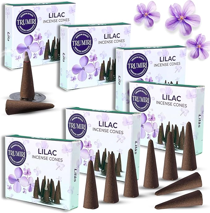 Lilac Incense Cones - Total 60 Cones - Six Packs of 10 - Scented TRUMIRI