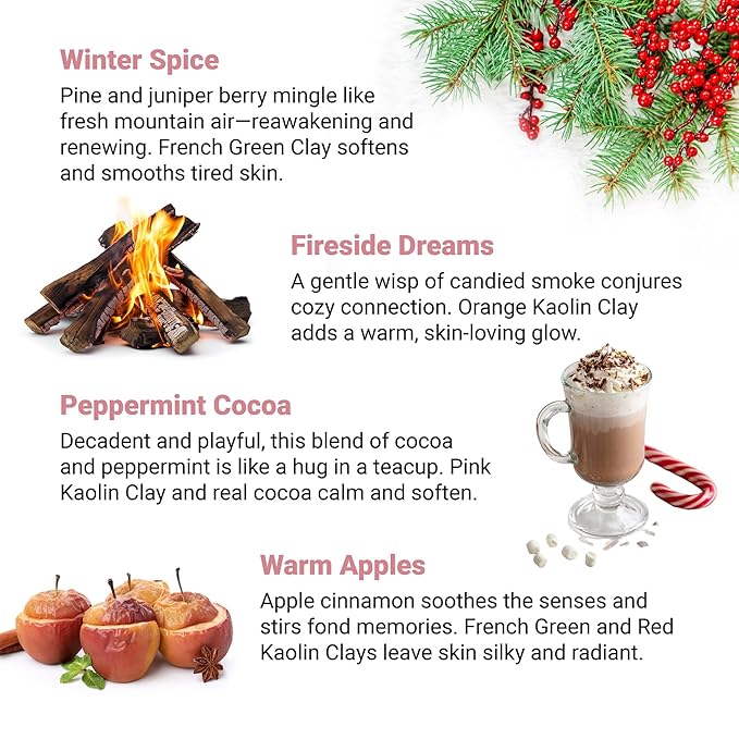 Mom Bomb Bath Bomb Gift Set (4) – Mistletoe Kisses, Peppermint Cocoa, Fireside Dreams & Warm Apples – Essential Oils, Plant-Based Scents – Made in USA – Gift for Women - Bloomnest
