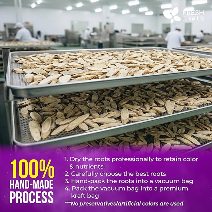 FreshDrinkUS, Premium 8oz Dried Astragalus Root Slices – 100% Natural Astragalus Root for Herbal Tea & Traditional Beverages – Natural, Clean Cut, No Additives. No Preservatives. Vegan - Bloomnest