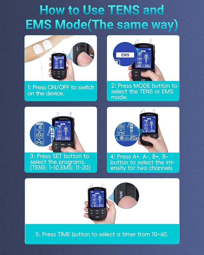 Comfytemp TENS Unit Muscle Stimulator for Pain Relief Therapy, TENS Machine with 24 Modes and DIY, Dual Channel EMS Unit, Pulse Muscle Massager for Back, Shoulder, Sciatica, Arm, 10 Electrode Pads Comfytemp