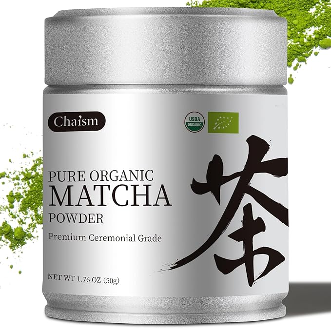 Chaism Ceremonial Grade Matcha Green Tea Powder - Premium First Harvest USDA Organic Gluten-Free Vegan, 100% Pure Unsweetened No Additives, 1.76oz Tin - Bloomnest