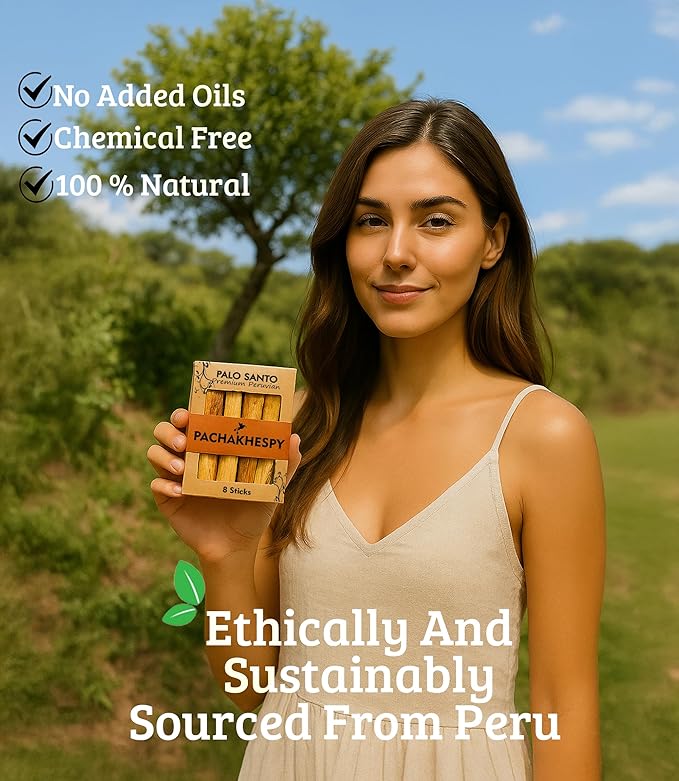 Authentic Premium Palo Santo from Peru 8 Pack of Natural Holy Wood Hand Harvested Smudging Sticks for Home Fragrance Energy Cleansing Meditation Spiritual Rituals Anti Stress Wellness Incense