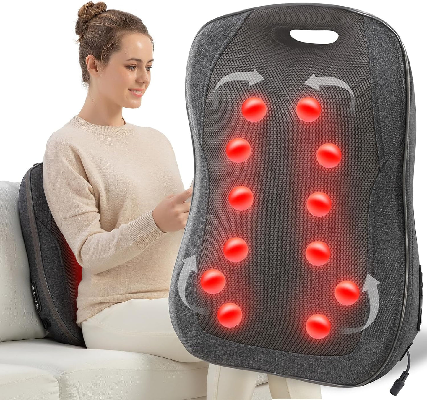 CooCoCo Back Massager for Chair,Shiatsu Back Massage Chair Pad, Deep Tissue 4D Kneading Massage Pillow for Lower Back,Full Body Relaxation, Birthday Christmas Gifts for Mom Dad Women Men Her