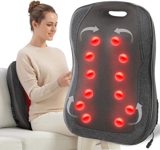 CooCoCo Back Massager for Chair,Shiatsu Back Massage Chair Pad, Deep Tissue 4D Kneading Massage Pillow for Lower Back,Full Body Relaxation, Birthday Christmas Gifts for Mom Dad Women Men Her