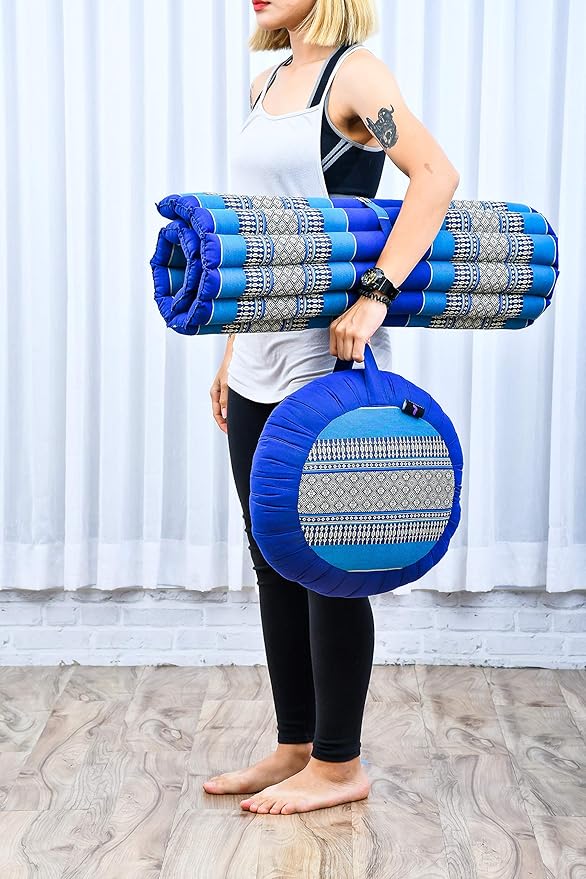 Leewadee Zabuton Seating Cushion – Square Floor Seat for Meditation Exercises, Light Yoga Mat Filled with Kapok - Bloomnest