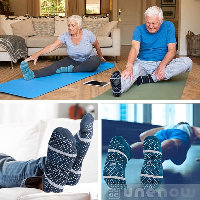 unenow Unisex Non Slip Grip Socks with Cushion for Yoga Pilates Barre Home & Hospital - Bloomnest