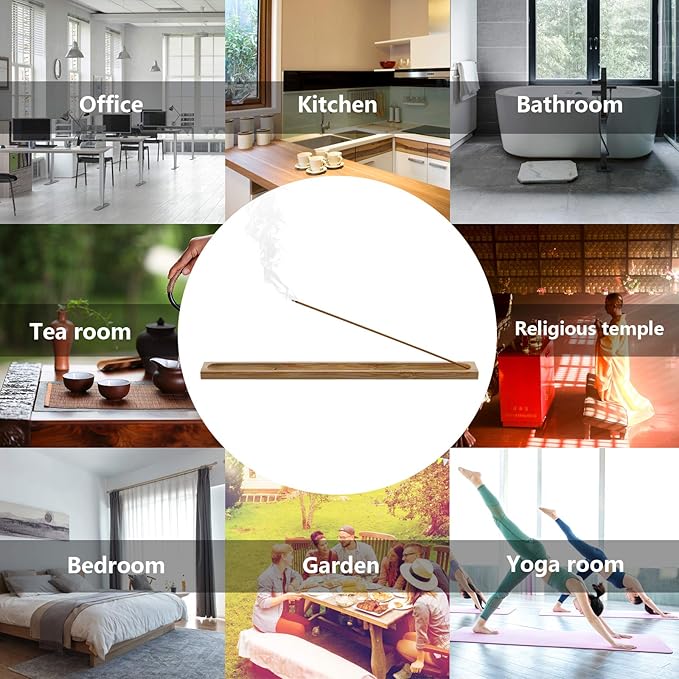 2 Pieces Natural Bamboo Incense Stick Holder Home Incent Burner with Ash Catcher