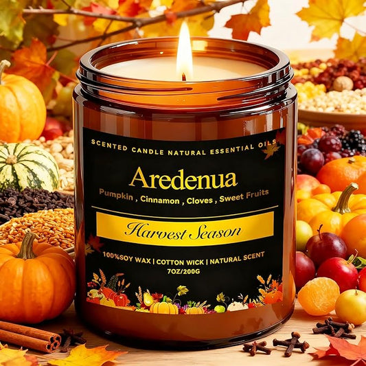 Harvest Season Candle - Fall Candles | Autumn Harvest Scented Candle - 7oz Soy Candles for Home Scented, Long Lasting Fall Scented Candle for Home, Cozy Seasonal Gift for Women Men - Bloomnest
