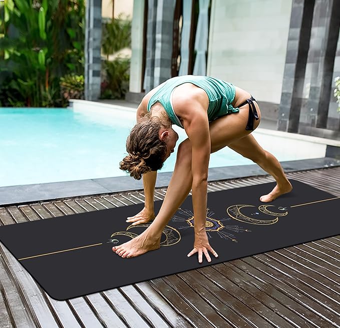 nuveti Yoga Mat Print Extra Thick TPE Non Slip Fitness Exercise Mat with Carrying Bag,72"x24" Extra Thick 6MM Exercise & Workout Mat for Yoga, Pilates Fitness and Floor Exercises - Bloomnest