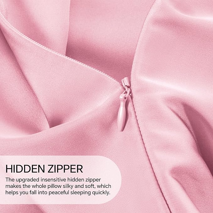 INFIIXSO Body Pillow Cover with Zipper, Luxury Mulberry Silk Body Pillow Case 20x54 Inches, Ultra Smooth and Soft Cooling Long Pillowcase, Gift for Women, Men(Pink) - Bloomnest