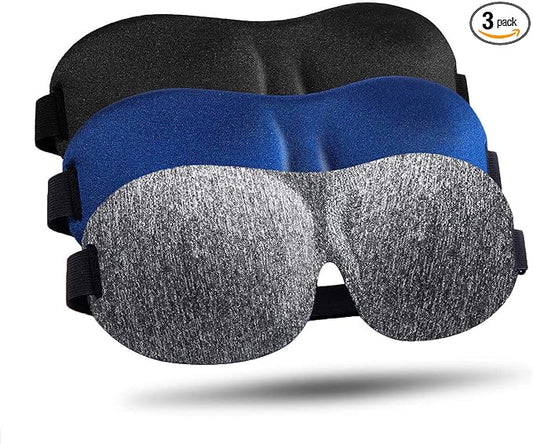 LKY DIGITAL Sleep Mask for Side Sleeper 3 Pack, Blackout 3D Eye Mask for Sleeping, Night Blindfold for Men Women - Bloomnest
