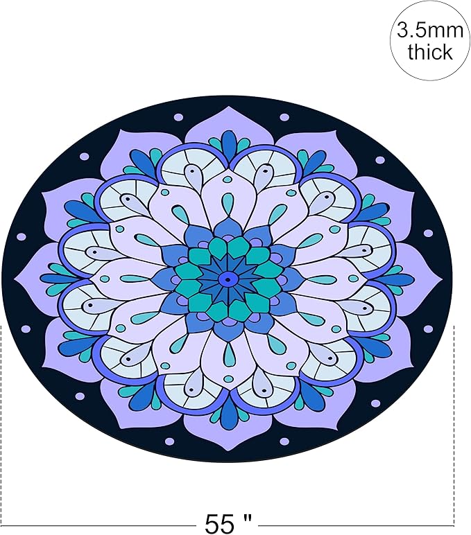 Round Meditation Pilates Yoga Mat Luxury Suede Large Yoga Mat Natural Rubber Non-Slip Base is ery Suitable for Meditation, Stretching, Yoga Environmental Protection, Fitness Exercise, Home and Outdoor. 140CM Diameter