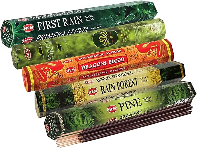 Hem Incense Sticks Variety Pack #12 and Incense Stick Holder Bundle with 5 Forest Themed Fragrances - Bloomnest