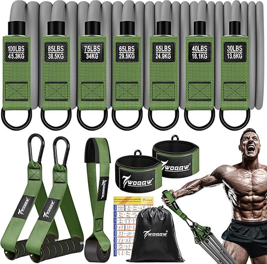 Heavy Resistance Bands for Working Out, 350lbs/450lbs Exercise Bands with Handles, Workout Bands Set for Men, Fitness Weight Bands for Muscle Strength Training, Stretching, Slim, Home Gym Equipment - Bloomnest