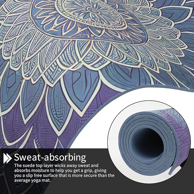 Yoga Mat Non-Slip Extra Thick 72"x32/24" Extra Wide Fitness Exercise Mat TPE Material High Elastic Hot Yoga Mat for Women Yoga Pilates Home Floor Workout (Cow Coffee)