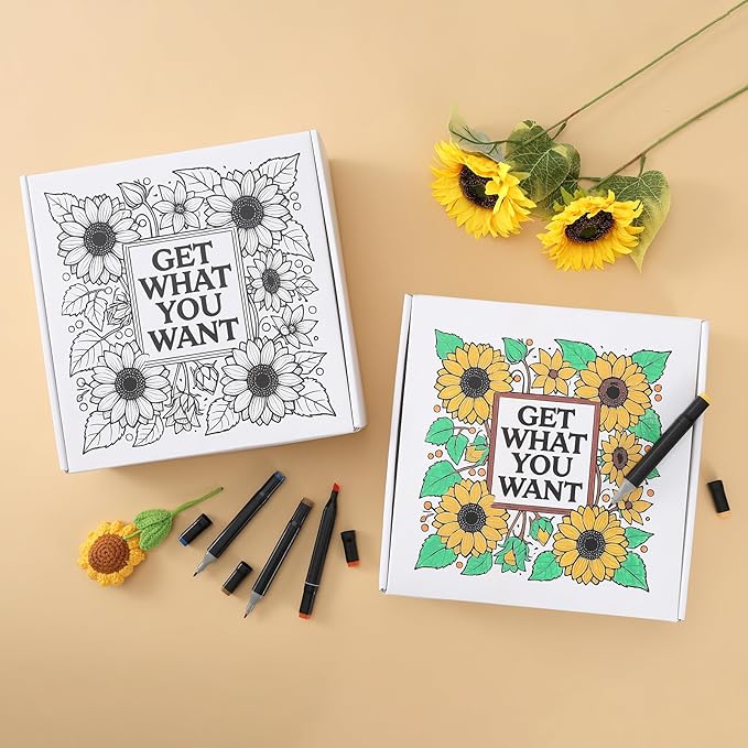 Foldifyzen Birthday gifts for women, Get well soon gift baskets,care package with sunflower coffee mug,sunflower pattern gift box to color as unique gift baskets for women. - Bloomnest